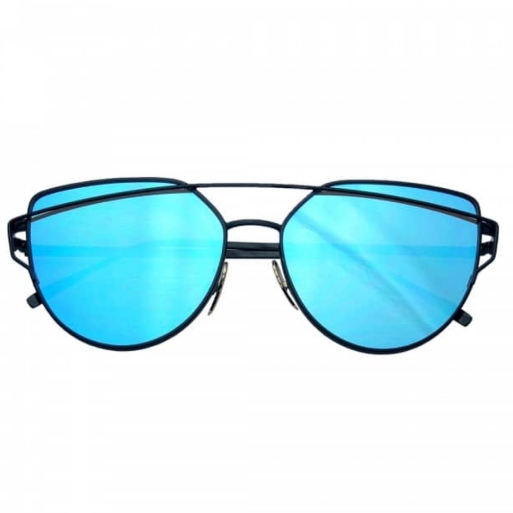 Cat Eye Mirrored Flat Lenses Aviator Sunglasses